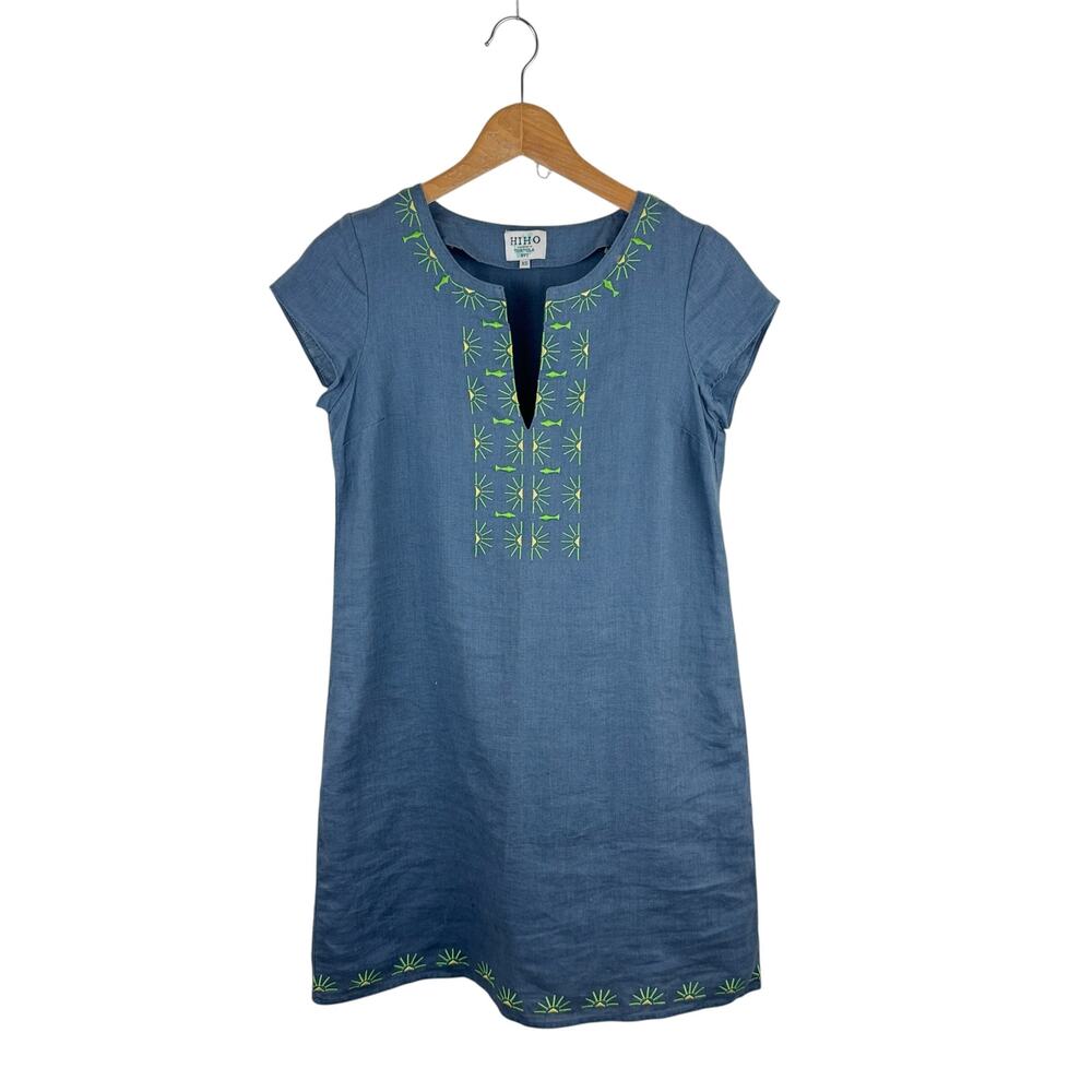 Hiho Tortola Embroidered Linen Shift Dress